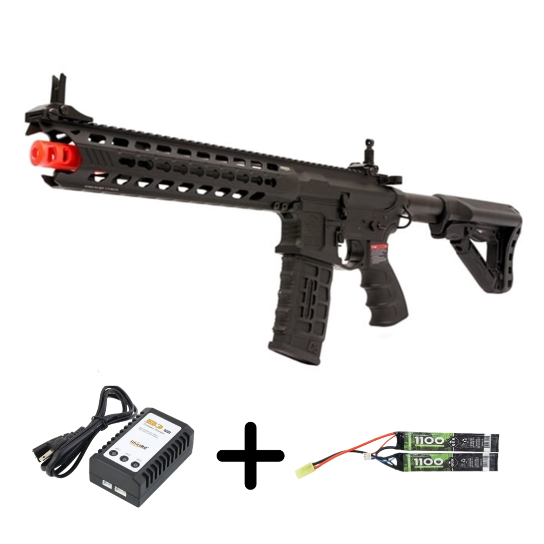 RIFLE DE AIRSOFT AEG G&G CM16 PREDATOR POLIMERO BLACK GATILHO